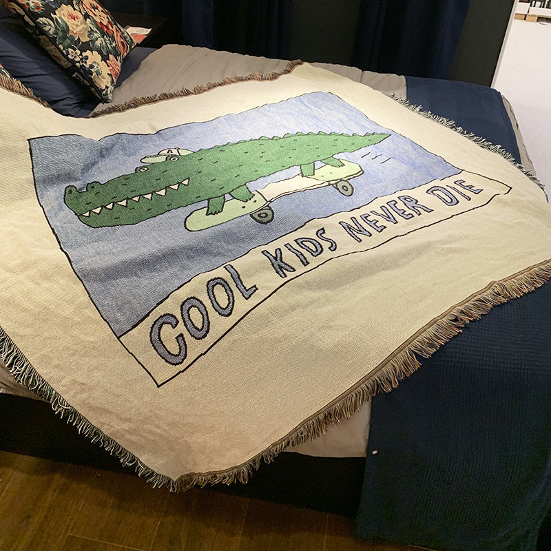 Plaid moelleux Vert crocodile – mélange doux, 120 x 150 cm