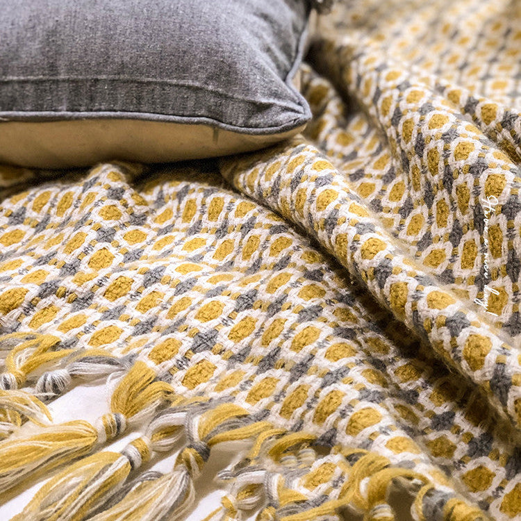 Plaid moelleux jaune – effet pelucheux, 130 x 152 cm