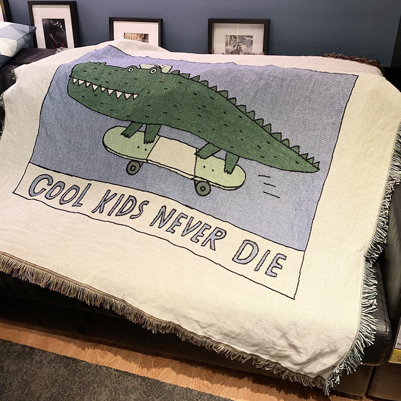 Plaid moelleux Vert crocodile – mélange doux, 120 x 150 cm