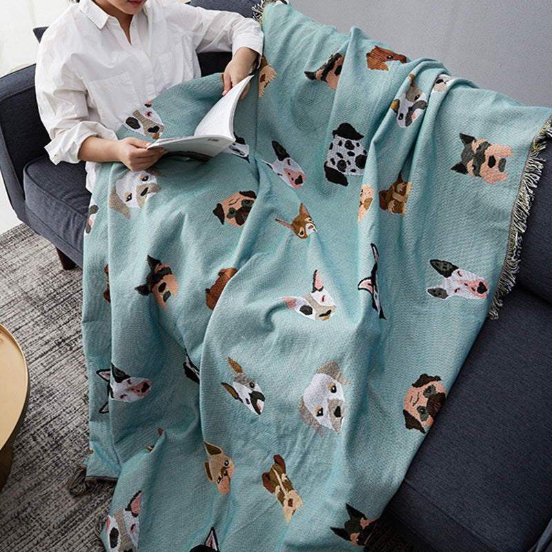 Plaid moelleux motif chien – coton, 90 x 150 / 130 x 160 / 160 x 220 cm