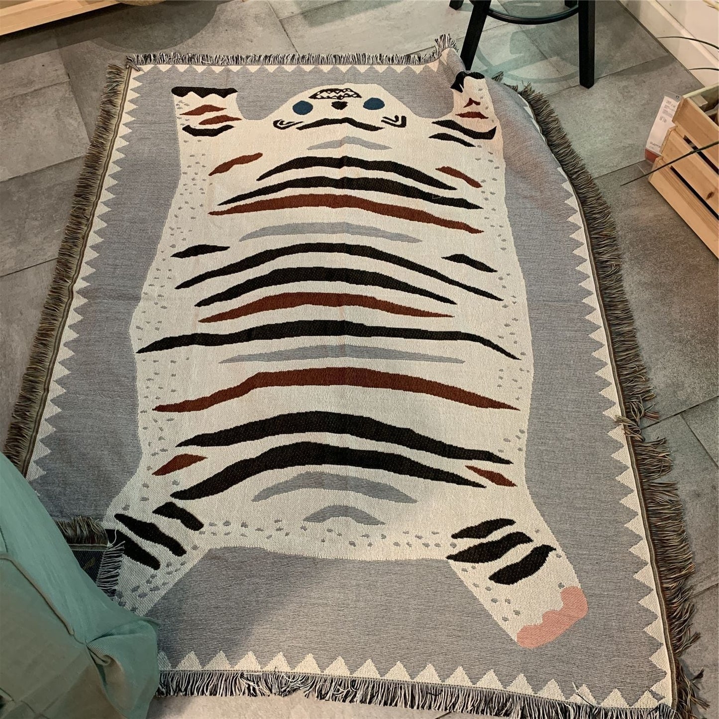 Plaid moelleux tigre blanc – effet pelucheux, 125 x 150 cm / 150 x 210 cm