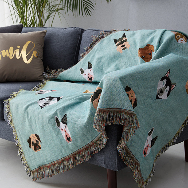 Plaid moelleux motif chien – coton, 90 x 150 / 130 x 160 / 160 x 220 cm