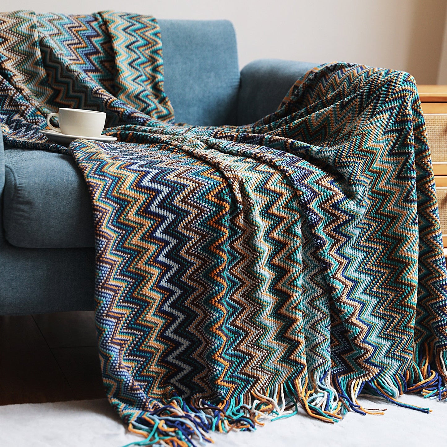 Plaid moelleux Bleu – effet pelucheux, 130 x 200 cm