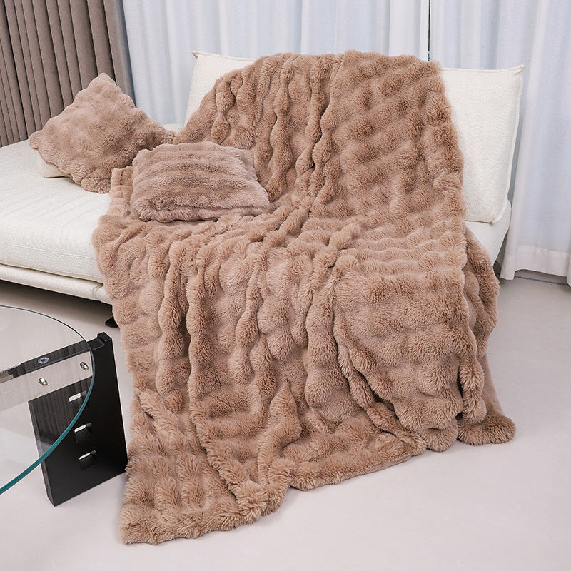 Plaid moelleux multi-tailles – mélange coton et fibres synthétiques (touché pelucheux), 100x160 à 200 x 230 cm