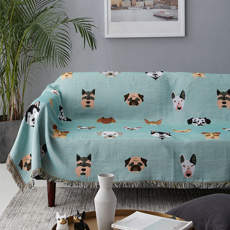 Plaid moelleux motif chien – coton, 90 x 150 / 130 x 160 / 160 x 220 cm