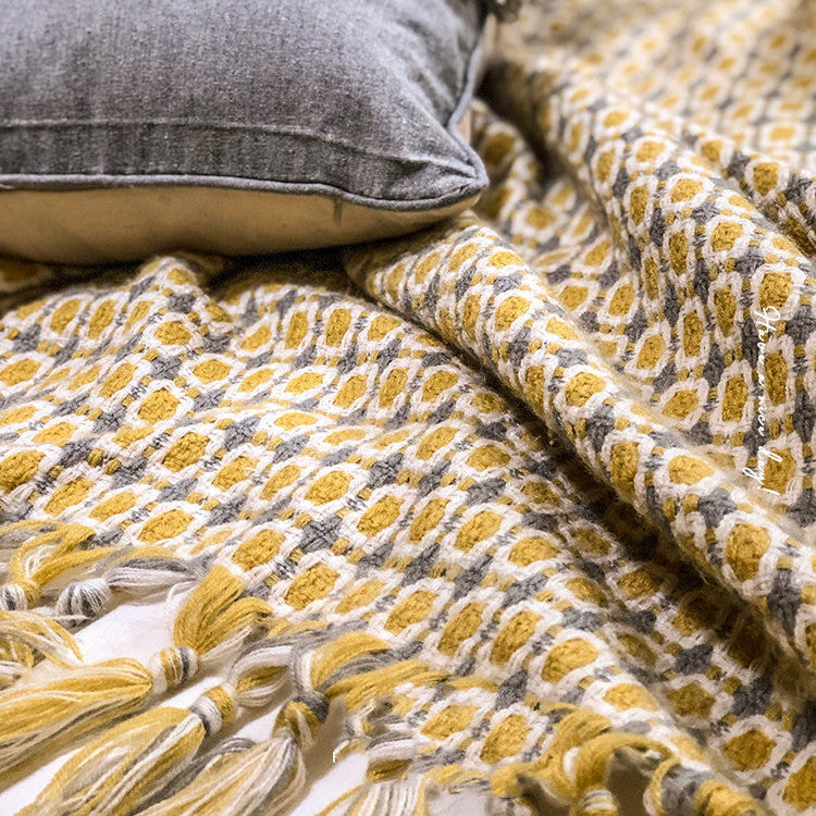 Plaid moelleux jaune – effet pelucheux, 130 x 152 cm