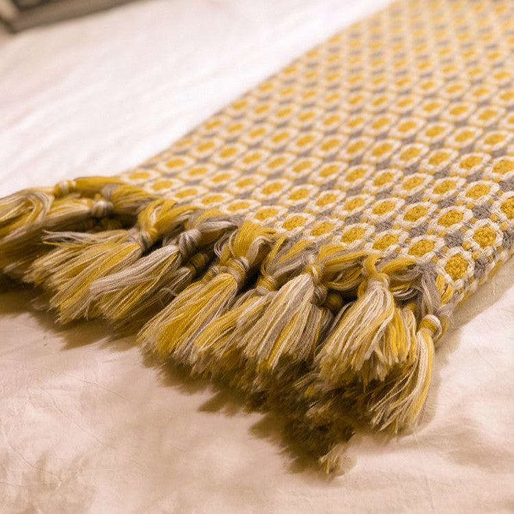 Plaid moelleux jaune – effet pelucheux, 130 x 152 cm