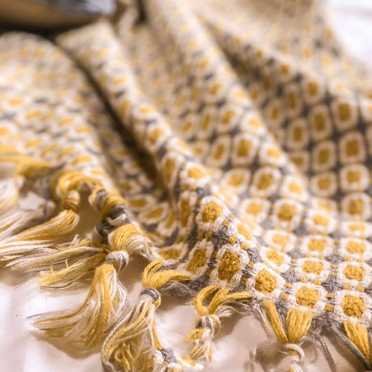 Plaid moelleux jaune – effet pelucheux, 130 x 152 cm