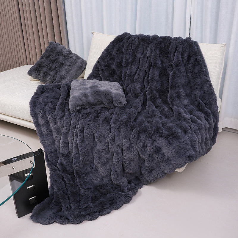 Plaid moelleux multi-tailles – mélange coton et fibres synthétiques (touché pelucheux), 100x160 à 200 x 230 cm