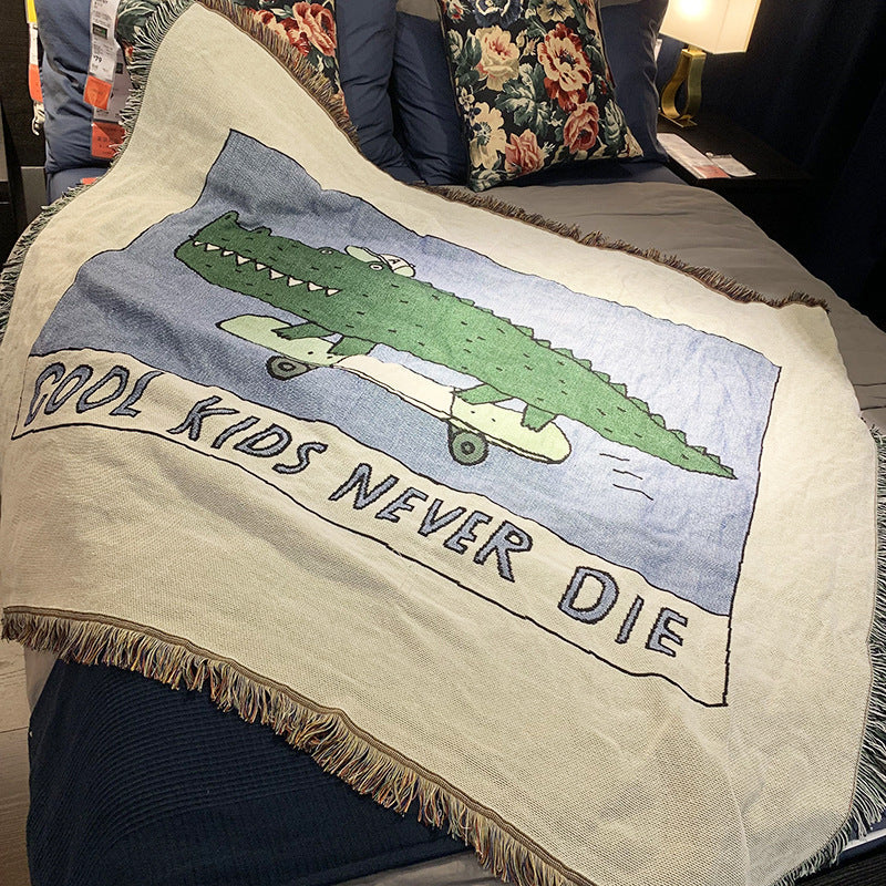 Plaid moelleux Vert crocodile – mélange doux, 120 x 150 cm