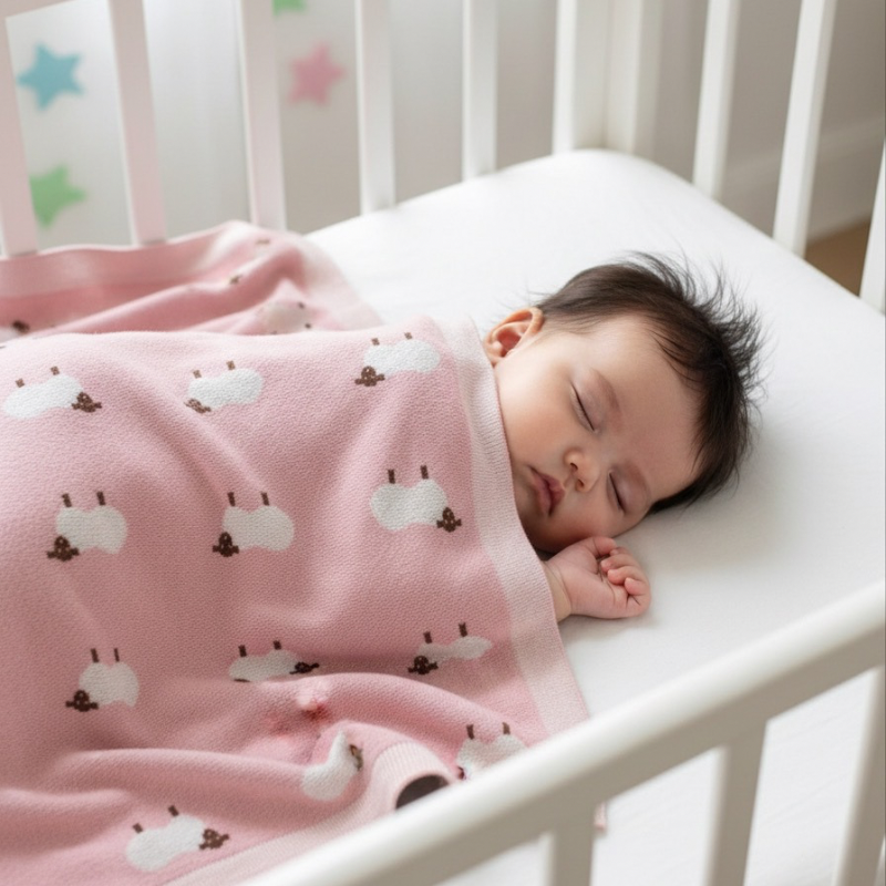 Plaid bébé moelleux – coton tricoté, 100 x 80 cm