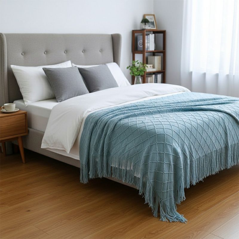 Plaid moelleux Bleu – imitation cachemire, 130x200cm