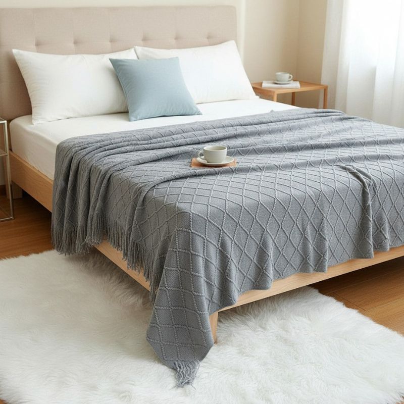 Plaid moelleux Bleu – imitation cachemire, 130x200cm