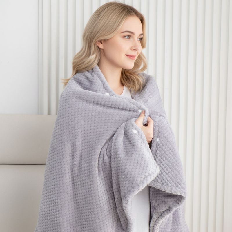 Plaid chauffant moelleux Gris – tissu super doux, 90x60 / 150x80 / 150x120 cm