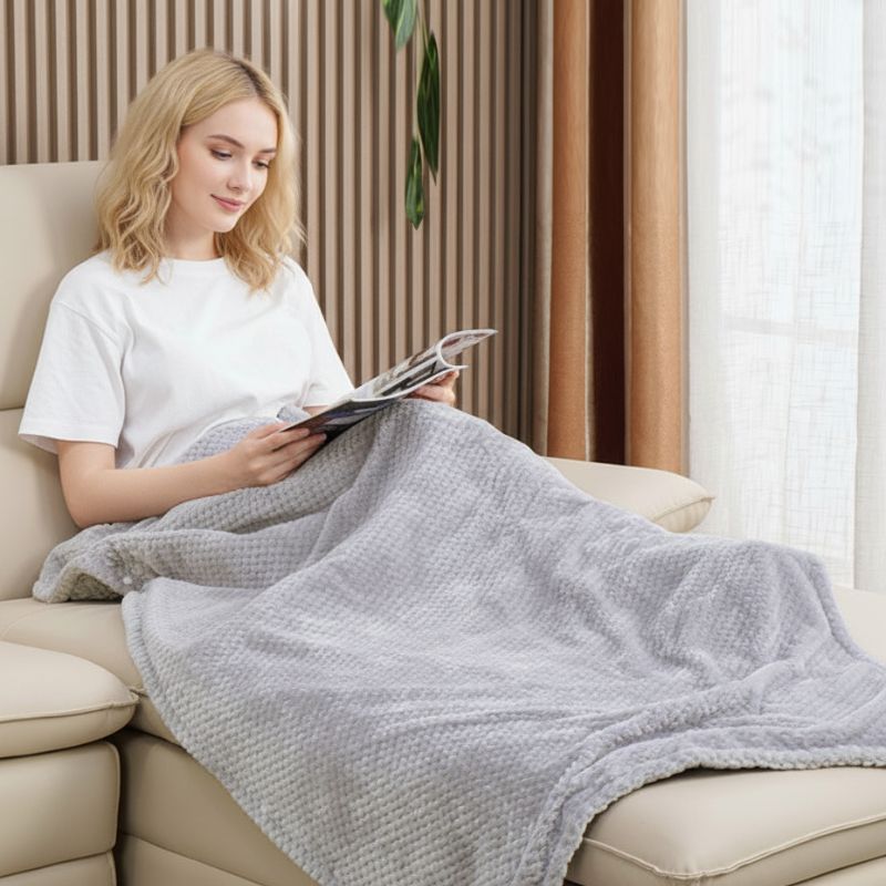 Plaid chauffant moelleux Gris – tissu super doux, 90x60 / 150x80 / 150x120 cm