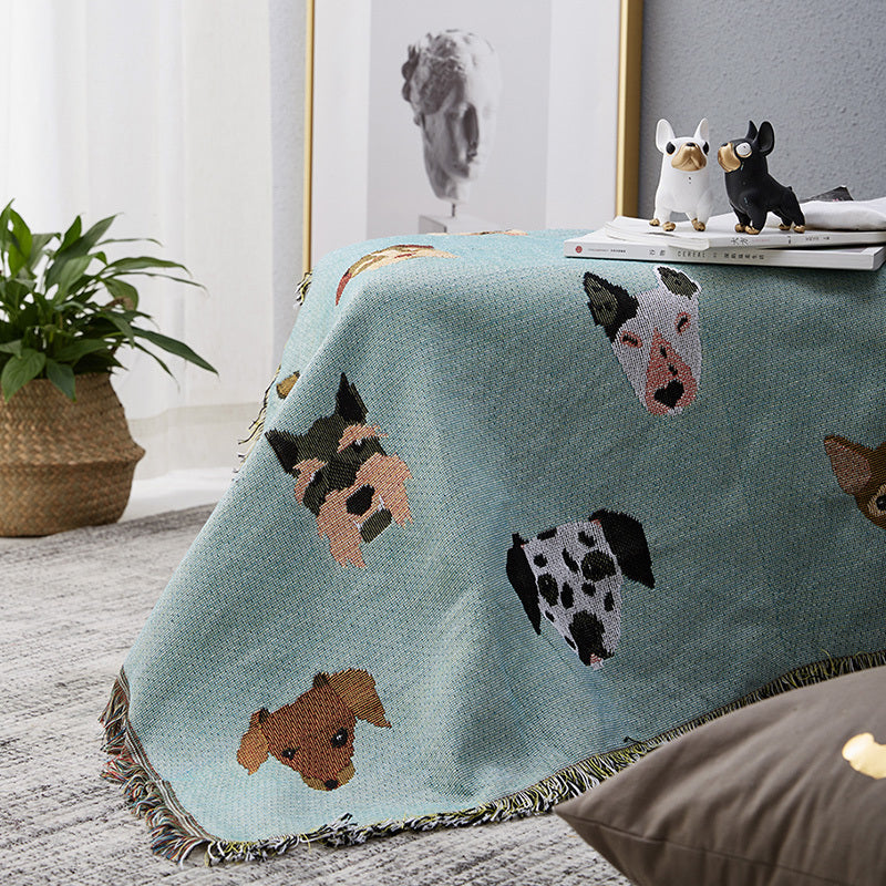 Plaid moelleux motif chien – coton, 90 x 150 / 130 x 160 / 160 x 220 cm