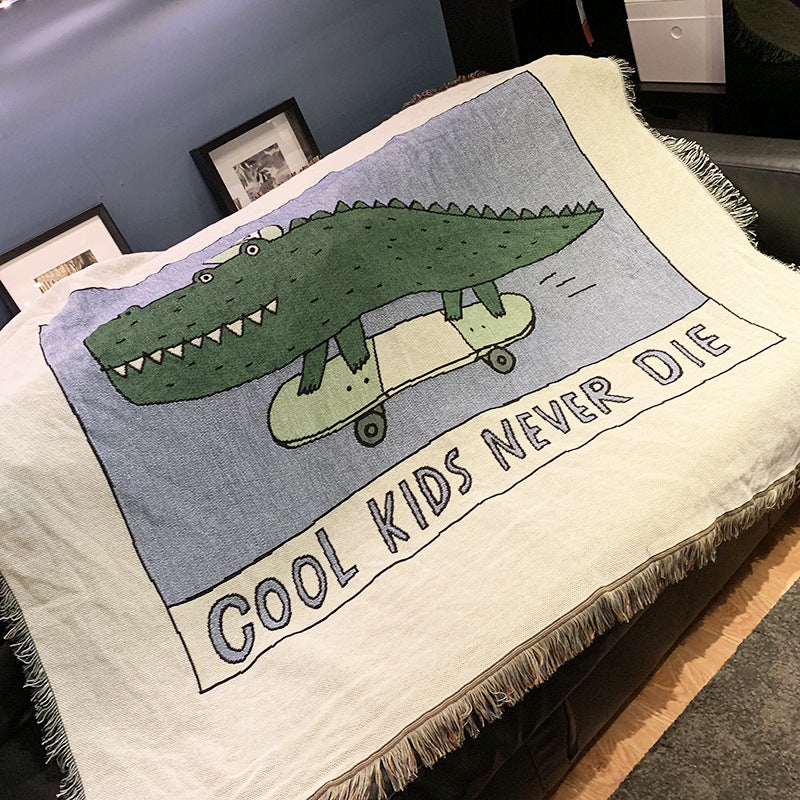 Plaid moelleux Vert crocodile – mélange doux, 120 x 150 cm