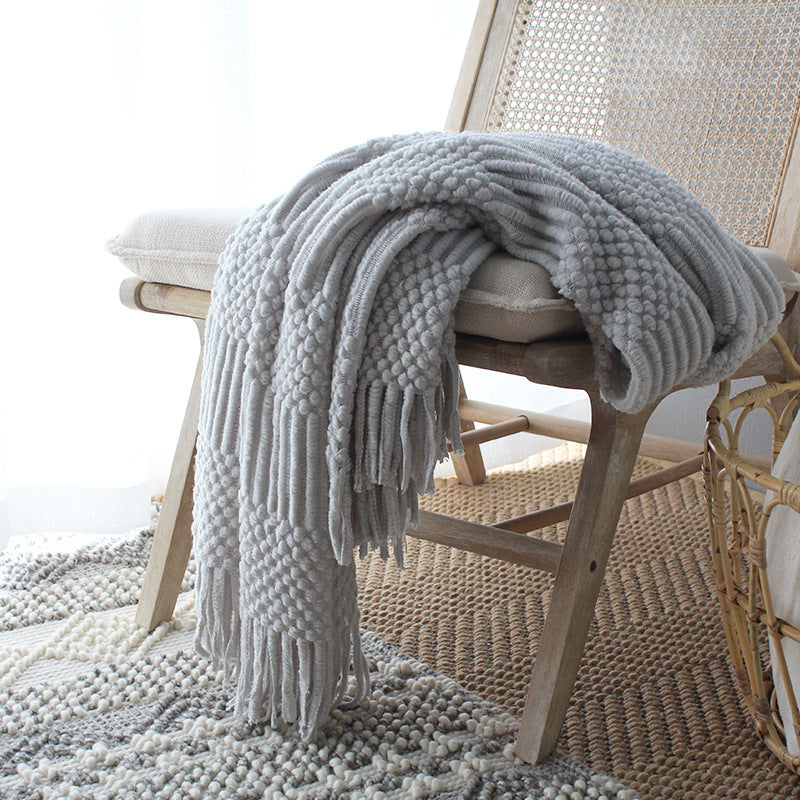 Plaid moelleux gris clair – imitation lainage, 127 x 170 cm