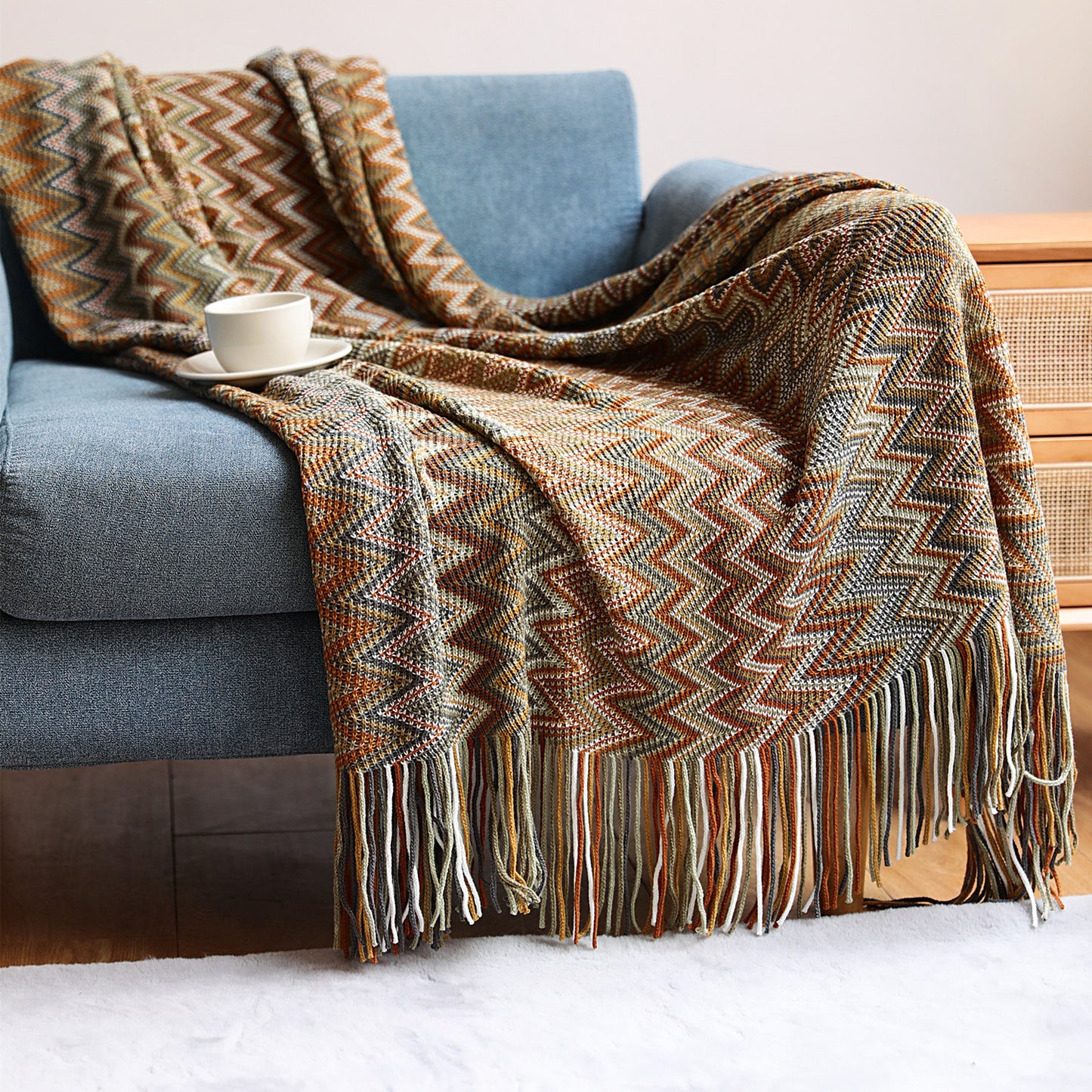 Plaid moelleux Bleu – effet pelucheux, 130 x 200 cm
