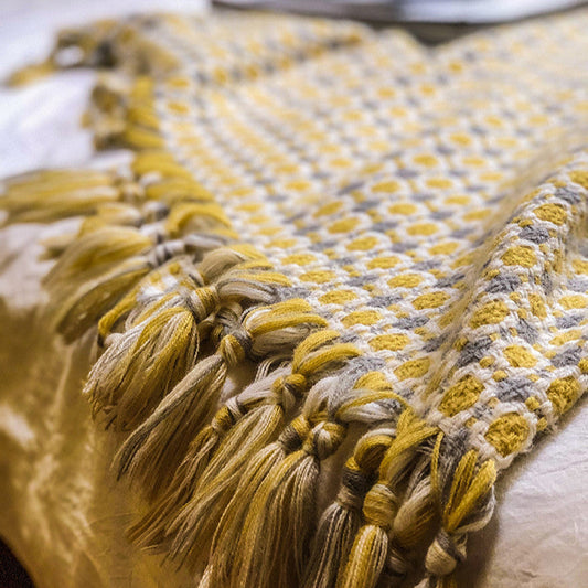 Plaid moelleux jaune – effet pelucheux, 130 x 152 cm