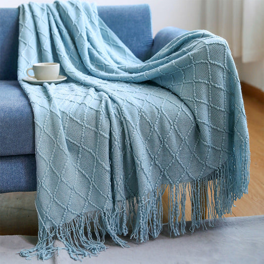 Plaid moelleux Bleu – imitation cachemire, 130x200cm