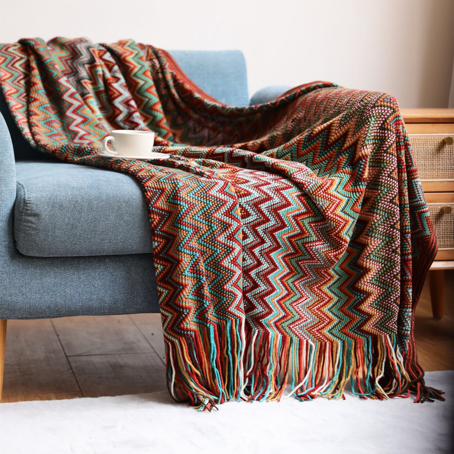Plaid moelleux Bleu – effet pelucheux, 130 x 200 cm