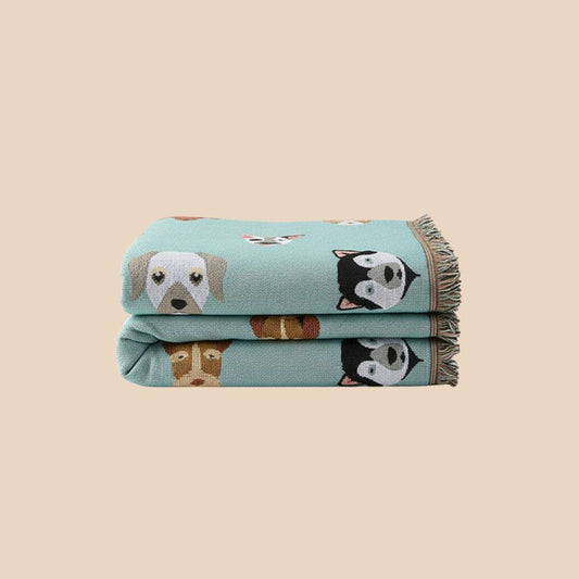 Plaid enfant moelleux motif chien – coton, 90 x 150 / 130 x 160 / 160 x 220 cm