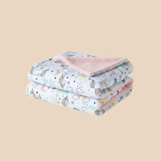 Plaid enfant douillet Gris Double – flanelle, 90 x 115 cm